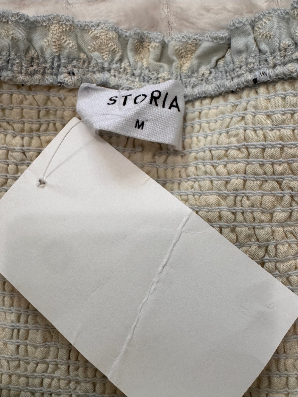 NEW Storia Medium Strapless Smocked Tiered Eyelet Tank Top ~ Boho Festival Beach - Picture 6 of 7